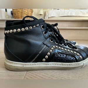 Alessandro Dell'Acqua black leather high top sneakers  size 37.5